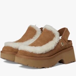 Ugg Esmee Women's Tan Suede Shearling Clogs size 8